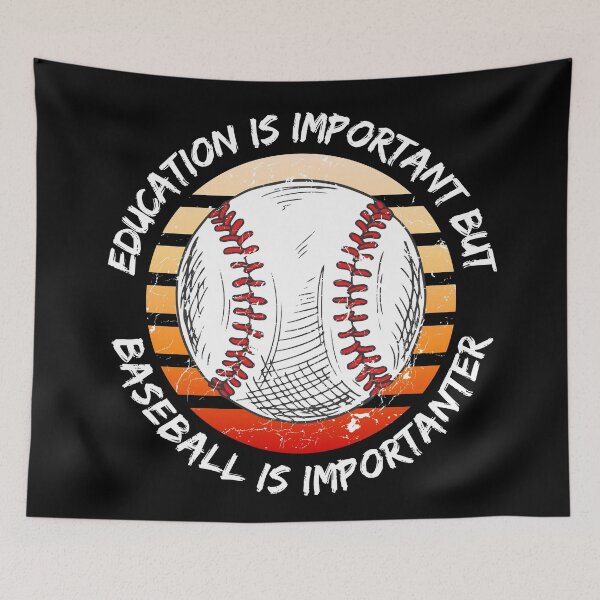 Item preview, Education Is Important But Baseball Is Importanter Grunge Retro Sunset Ball In Black designed and sold by LuckyKermit.
