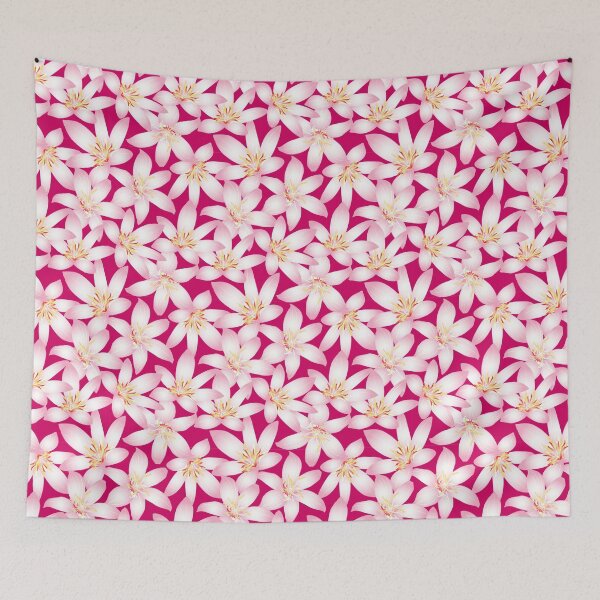Item preview, White tropical floral on pink designed and sold by AdamFahey.