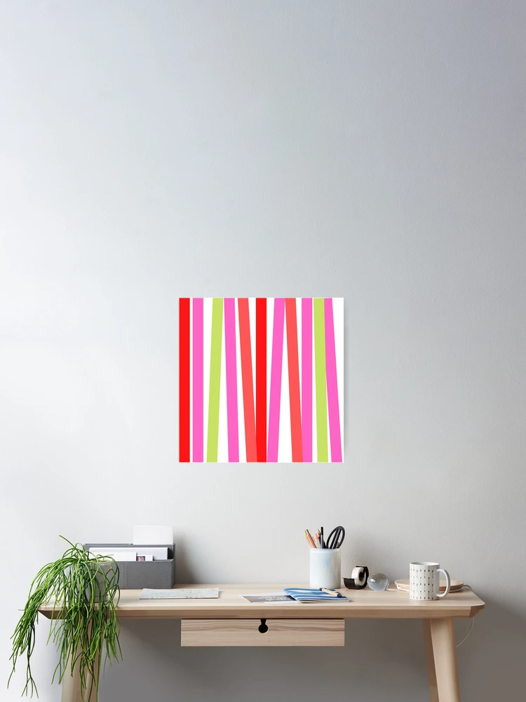 Aperçu 2 sur 3. Poster avec l'œuvre Barres verticales Rouges Roses et Vertes créée et vendue par JEROME MARQUANT.