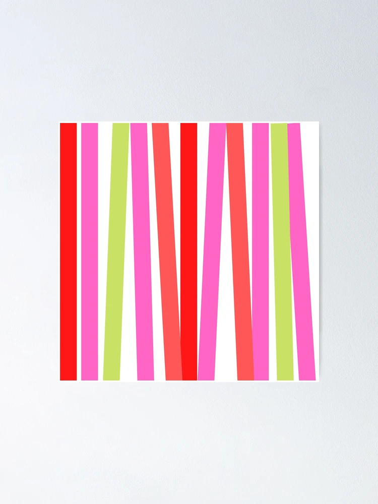 Aperçu 1 sur 3. Poster avec l'œuvre Barres verticales Rouges Roses et Vertes créée et vendue par JEROME MARQUANT.