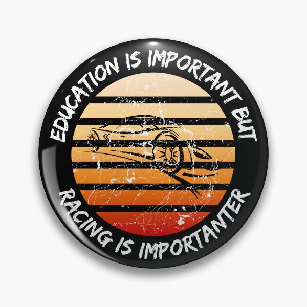 Item preview, Education Is Important But Racing Is Importanter Grunge Retro Sunset Car Drift In Black designed and sold by LuckyKermit.