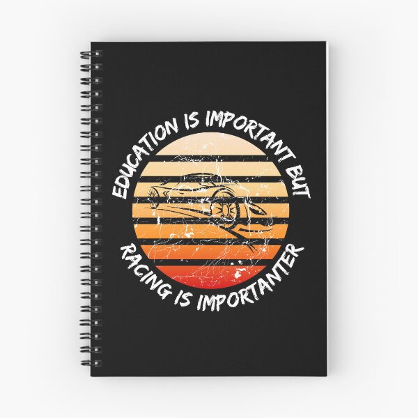 Item preview, Education Is Important But Racing Is Importanter Grunge Retro Sunset Car Drift In Black designed and sold by LuckyKermit.