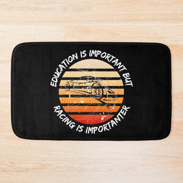 Item preview, Education Is Important But Racing Is Importanter Grunge Retro Sunset Car Drift In Black designed and sold by LuckyKermit.