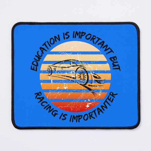 Item preview, Education Is Important But Racing Is Importanter Grunge Retro Sunset Car Drift In Blue designed and sold by LuckyKermit.