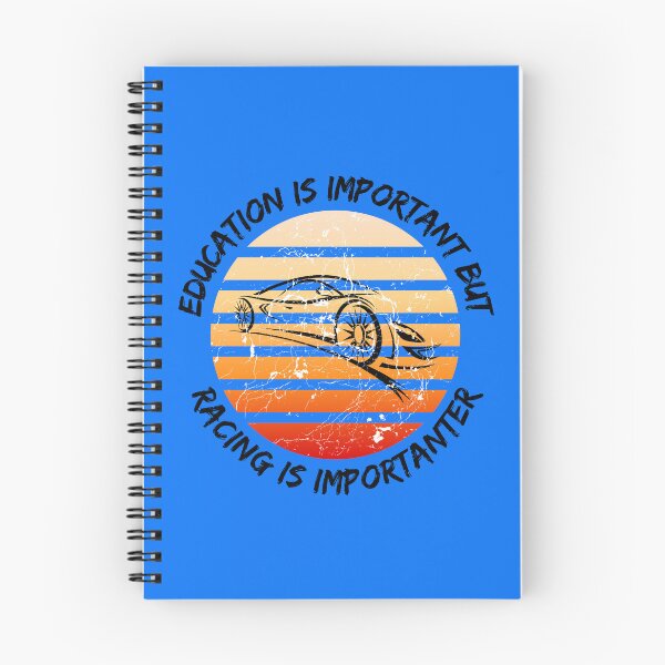 Item preview, Education Is Important But Racing Is Importanter Grunge Retro Sunset Car Drift In Blue designed and sold by LuckyKermit.