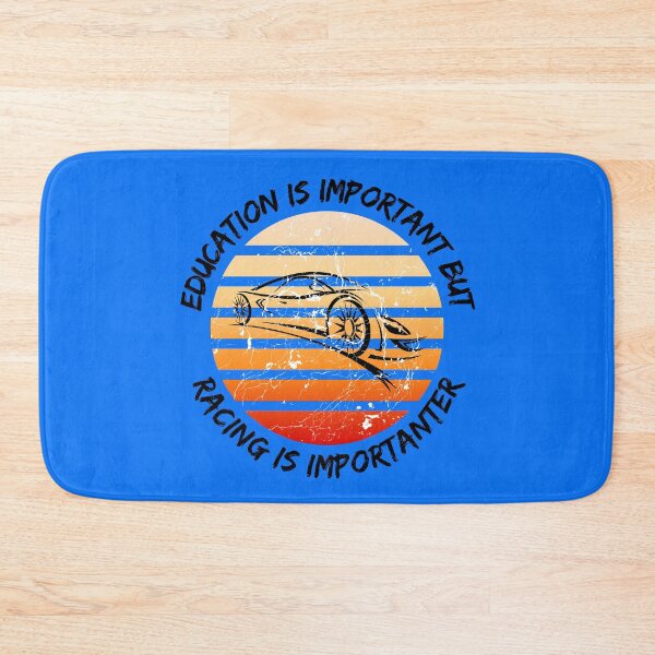Item preview, Education Is Important But Racing Is Importanter Grunge Retro Sunset Car Drift In Blue designed and sold by LuckyKermit.