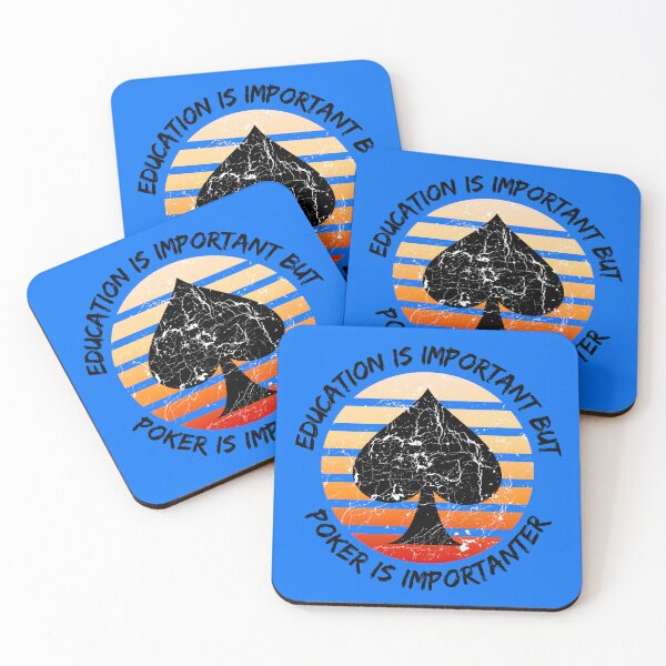 Item preview, Education Is Important But Poker Is Importanter Grunge Retro Sunset Spades In Blue designed and sold by LuckyKermit.