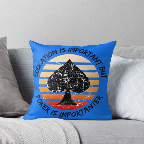 Item preview, Education Is Important But Poker Is Importanter Grunge Retro Sunset Spades In Blue designed and sold by LuckyKermit.