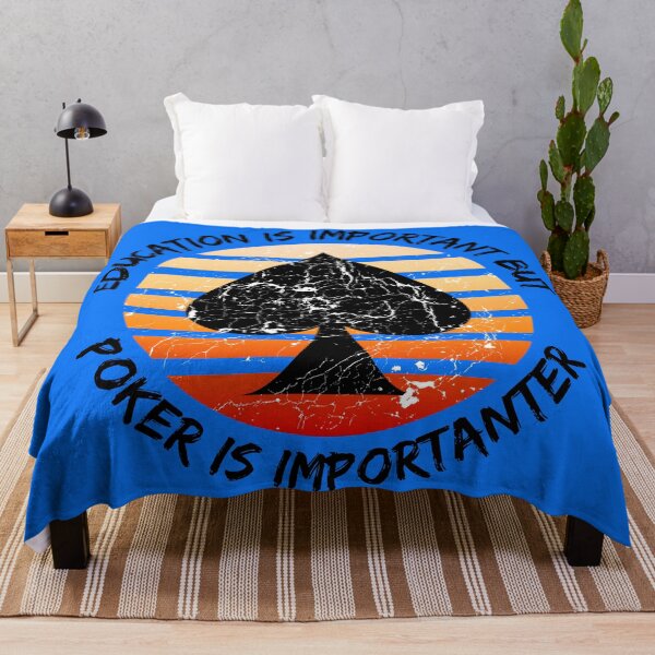 Item preview, Education Is Important But Poker Is Importanter Grunge Retro Sunset Spades In Blue designed and sold by LuckyKermit.