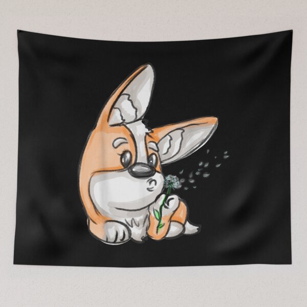 Item preview, Adorable Corgi Dog Blowing A Dandelion Flower  designed and sold by wendyy88.