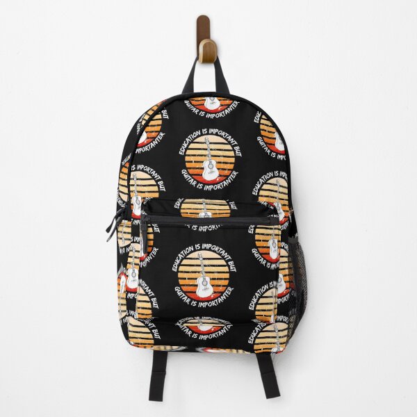 Item preview, Education Is Important But Guitar Is Importanter Grunge Retro Sunset In Black designed and sold by LuckyKermit.