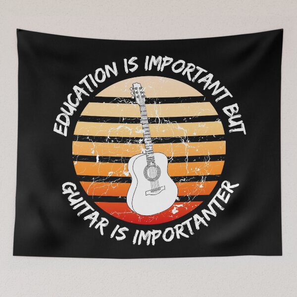 Item preview, Education Is Important But Guitar Is Importanter Grunge Retro Sunset In Black designed and sold by LuckyKermit.