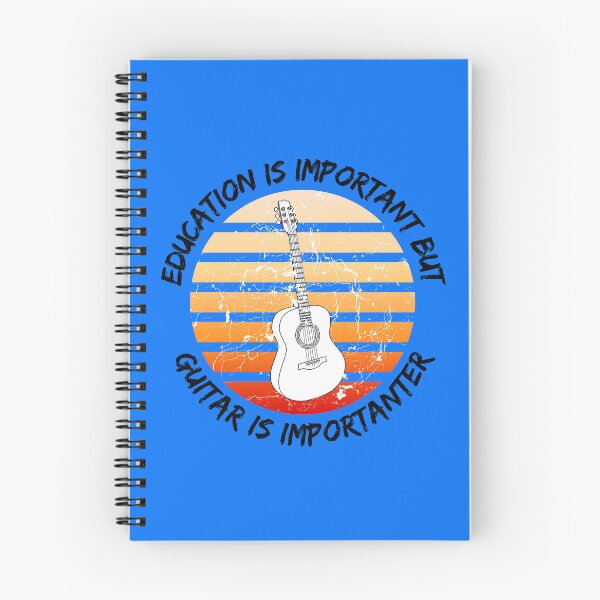 Item preview, Education Is Important But Guitar Is Importanter Grunge Retro Sunset In Blue designed and sold by LuckyKermit.