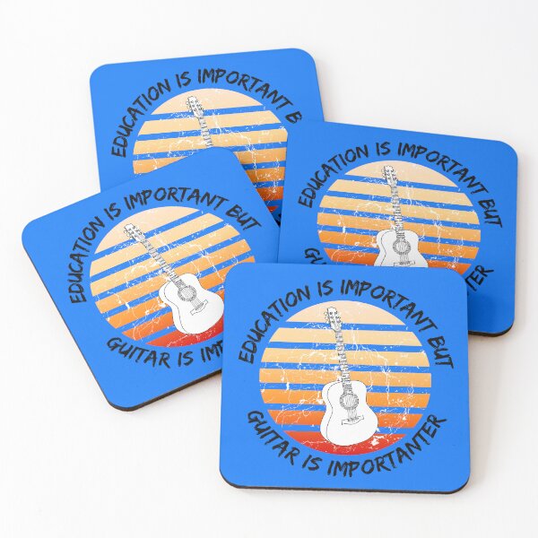 Item preview, Education Is Important But Guitar Is Importanter Grunge Retro Sunset In Blue designed and sold by LuckyKermit.