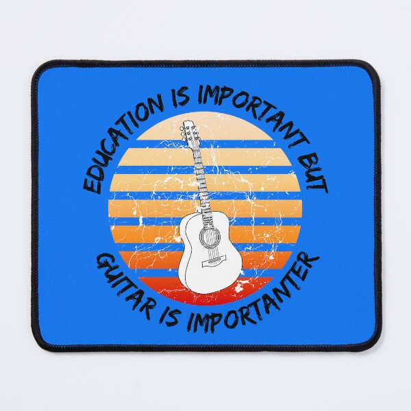 Item preview, Education Is Important But Guitar Is Importanter Grunge Retro Sunset In Blue designed and sold by LuckyKermit.