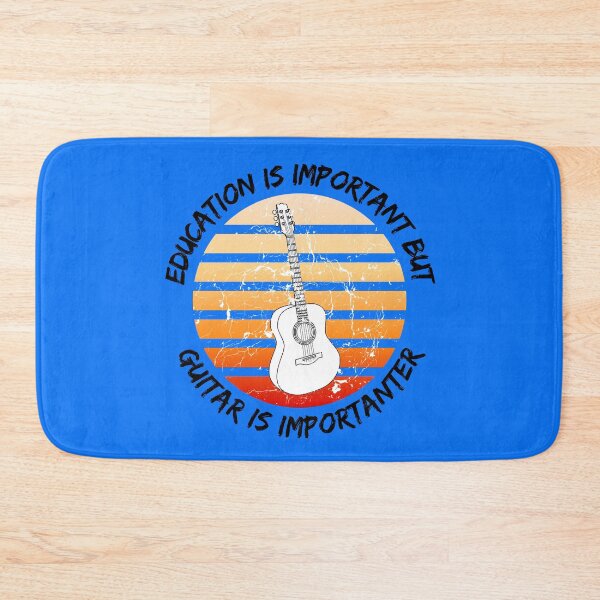 Item preview, Education Is Important But Guitar Is Importanter Grunge Retro Sunset In Blue designed and sold by LuckyKermit.