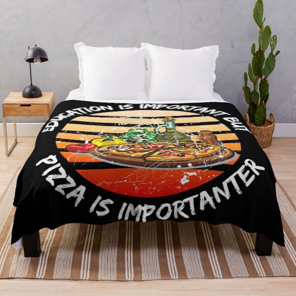 Item preview, Education Is Important But Pizza Is Importanter Grunge Retro Sunset In Black designed and sold by LuckyKermit.