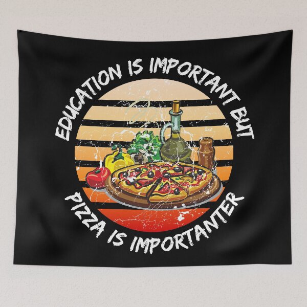 Item preview, Education Is Important But Pizza Is Importanter Grunge Retro Sunset In Black designed and sold by LuckyKermit.