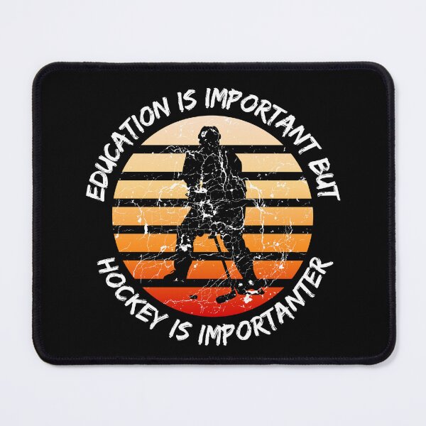 Item preview, Education Is Important But Hockey Is Importanter Grunge Retro Sunset Player In Black designed and sold by LuckyKermit.
