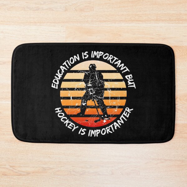 Item preview, Education Is Important But Hockey Is Importanter Grunge Retro Sunset Player In Black designed and sold by LuckyKermit.