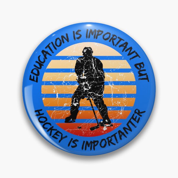 Item preview, Education Is Important But Hockey Is Importanter Grunge Retro Sunset Player In Blue designed and sold by LuckyKermit.