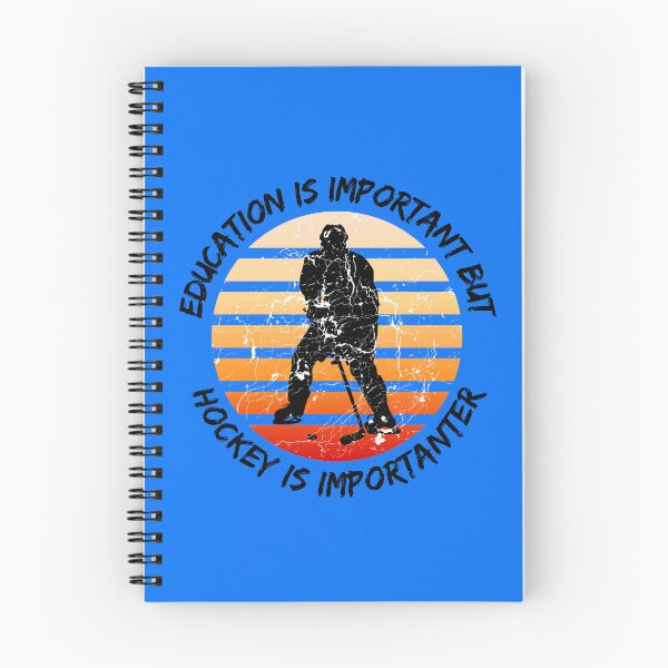 Item preview, Education Is Important But Hockey Is Importanter Grunge Retro Sunset Player In Blue designed and sold by LuckyKermit.