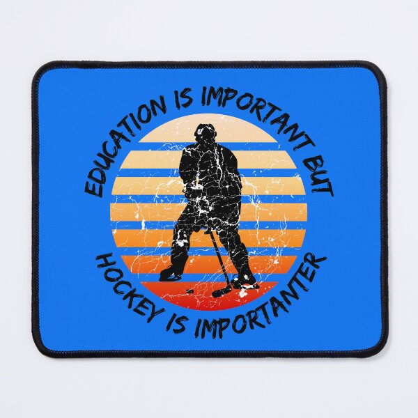 Item preview, Education Is Important But Hockey Is Importanter Grunge Retro Sunset Player In Blue designed and sold by LuckyKermit.