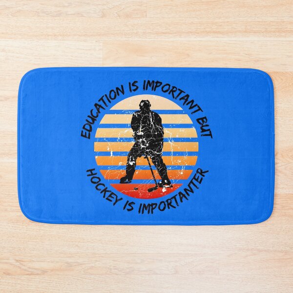 Item preview, Education Is Important But Hockey Is Importanter Grunge Retro Sunset Player In Blue designed and sold by LuckyKermit.