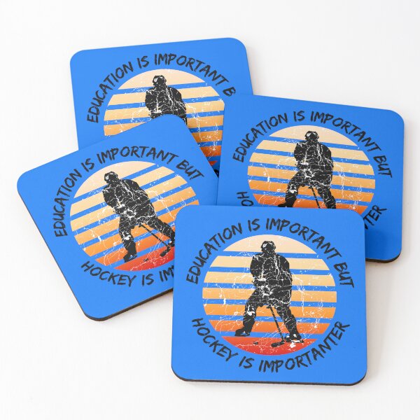 Item preview, Education Is Important But Hockey Is Importanter Grunge Retro Sunset Player In Blue designed and sold by LuckyKermit.