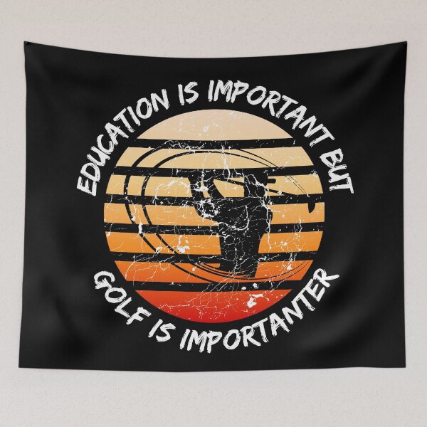 Item preview, Education Is Important But Golf Is Importanter Grunge Retro Sunset In Black designed and sold by LuckyKermit.