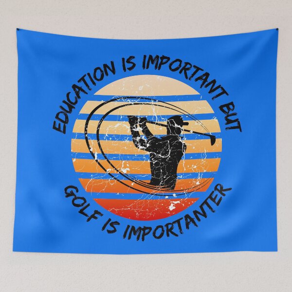 Item preview, Education Is Important But Golf Is Importanter Grunge Retro Sunset In Blue designed and sold by LuckyKermit.