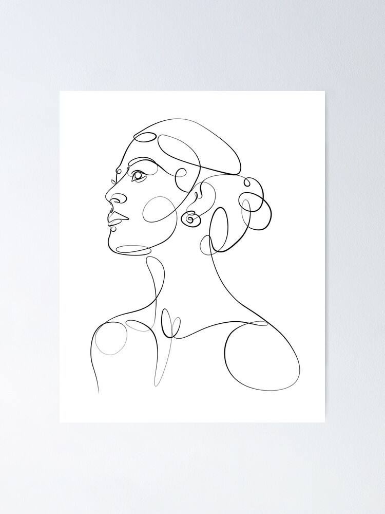 Póster «Dibujo de una línea de rostro femenino, arte de una sola línea de  mujer, retrato femenino» de Bondingsoul | Redbubble