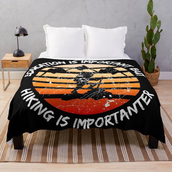 Item preview, Education Is Important But Hiking Is Importanter Grunge Retro Sunset In Black designed and sold by LuckyKermit.