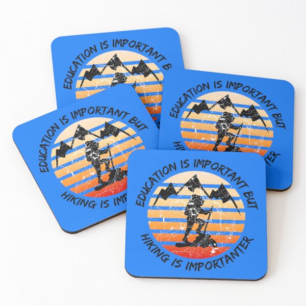 Item preview, Education Is Important But Hiking Is Importanter Grunge Retro Sunset In Blue designed and sold by LuckyKermit.