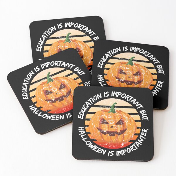 Item preview, Education Is Important But Halloween Is Importanter Grunge Retro Sunset Spooky Pumpkin In Black designed and sold by LuckyKermit.