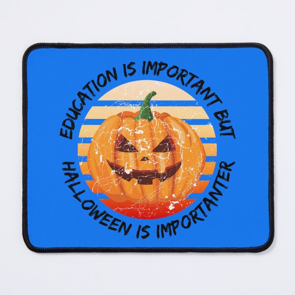 Item preview, Education Is Important But Halloween Is Importanter Grunge Retro Sunset Spooky Pumpkin In Blue designed and sold by LuckyKermit.