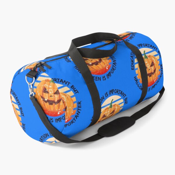 Item preview, Education Is Important But Halloween Is Importanter Grunge Retro Sunset Spooky Pumpkin In Blue designed and sold by LuckyKermit.