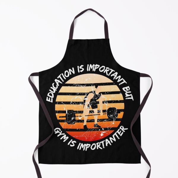 Item preview, Education Is Important But Gym Is Importanter Grunge Retro Sunset Guy Lifting Weights In Black designed and sold by LuckyKermit.