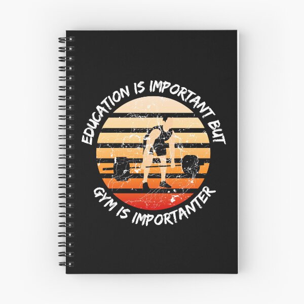 Item preview, Education Is Important But Gym Is Importanter Grunge Retro Sunset Guy Lifting Weights In Black designed and sold by LuckyKermit.