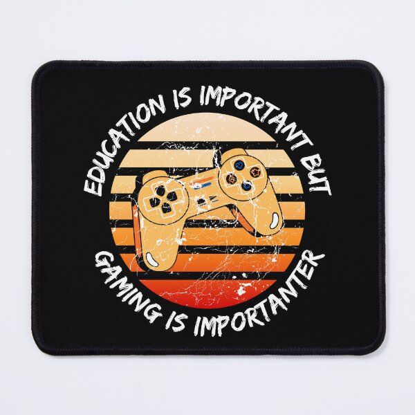Item preview, Education Is Important But Gaming Is Importanter Grunge Retro Sunset Controller In Black designed and sold by LuckyKermit.