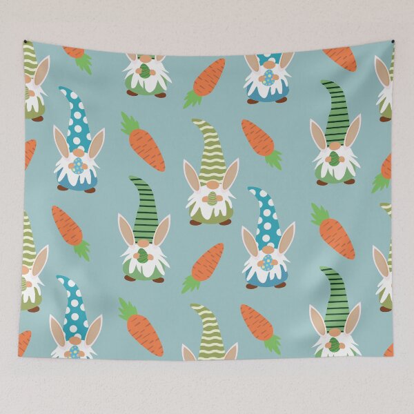 Item preview, Cute Easter Gnomes with bunny ears  holding eggs and carrots  pattern  designed and sold by Yasminepatterns .