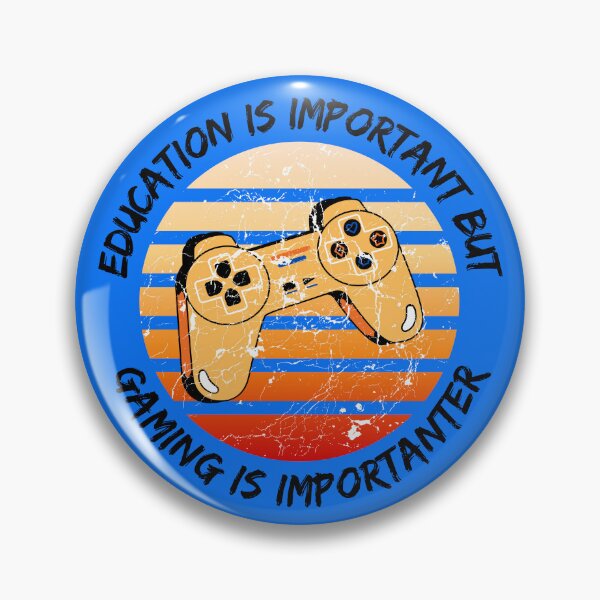 Item preview, Education Is Important But Gaming Is Importanter Grunge Retro Sunset Controller In Blue designed and sold by LuckyKermit.