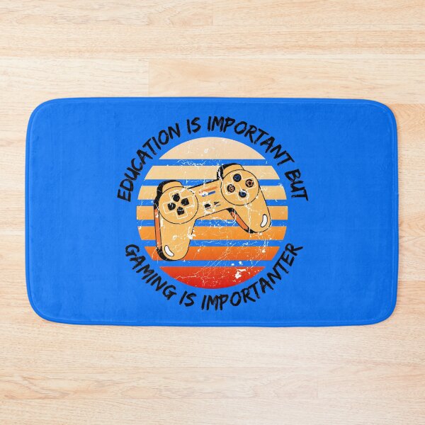 Item preview, Education Is Important But Gaming Is Importanter Grunge Retro Sunset Controller In Blue designed and sold by LuckyKermit.