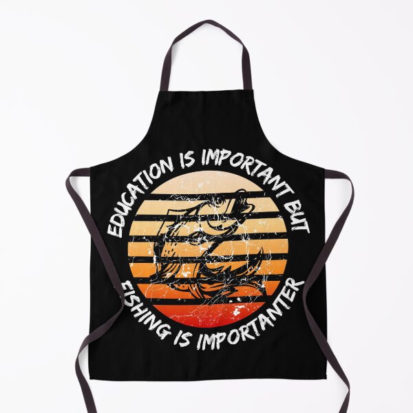 Item preview, Education Is Important But Fishing Is Importanter Grunge Retro Sunset Fish In Black designed and sold by LuckyKermit.