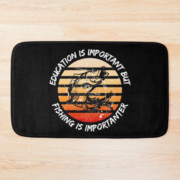 Item preview, Education Is Important But Fishing Is Importanter Grunge Retro Sunset Fish In Black designed and sold by LuckyKermit.