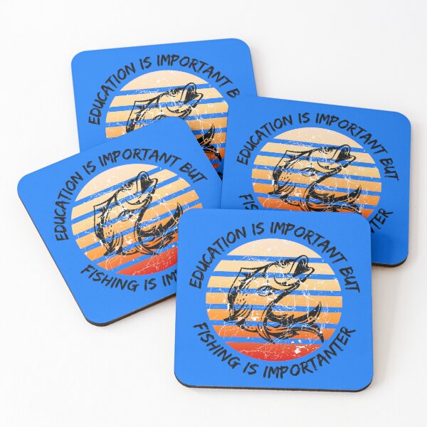 Item preview, Education Is Important But Fishing Is Importanter Grunge Retro Sunset Fish In Blue designed and sold by LuckyKermit.