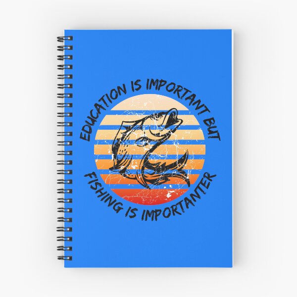 Item preview, Education Is Important But Fishing Is Importanter Grunge Retro Sunset Fish In Blue designed and sold by LuckyKermit.