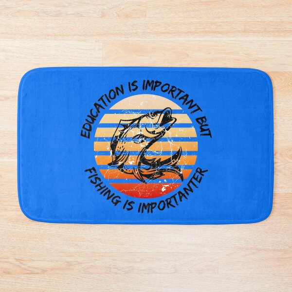 Item preview, Education Is Important But Fishing Is Importanter Grunge Retro Sunset Fish In Blue designed and sold by LuckyKermit.
