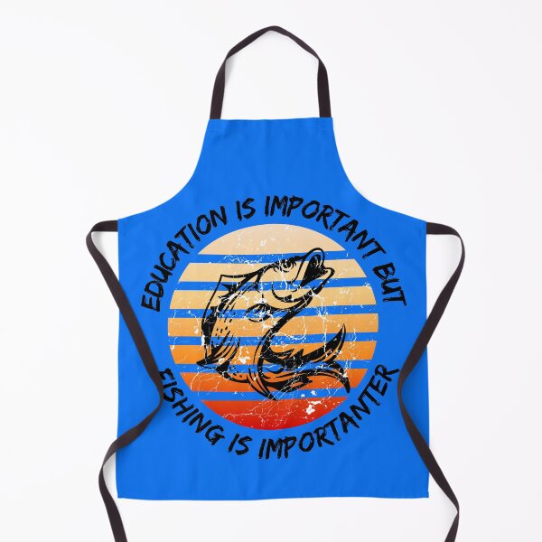 Item preview, Education Is Important But Fishing Is Importanter Grunge Retro Sunset Fish In Blue designed and sold by LuckyKermit.