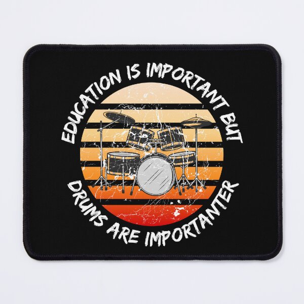 Item preview, Education Is Important But Drums Are Importanter Grunge Retro Sunset Drum Set In Black designed and sold by LuckyKermit.